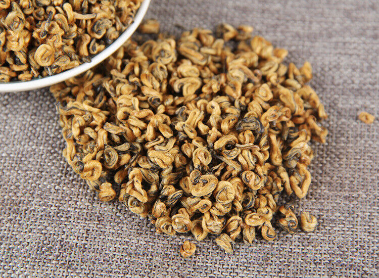 TeaPremium Golden Snail Dian Hong Jin Luo Handmade Pure Bud China Yunnan Black Tea