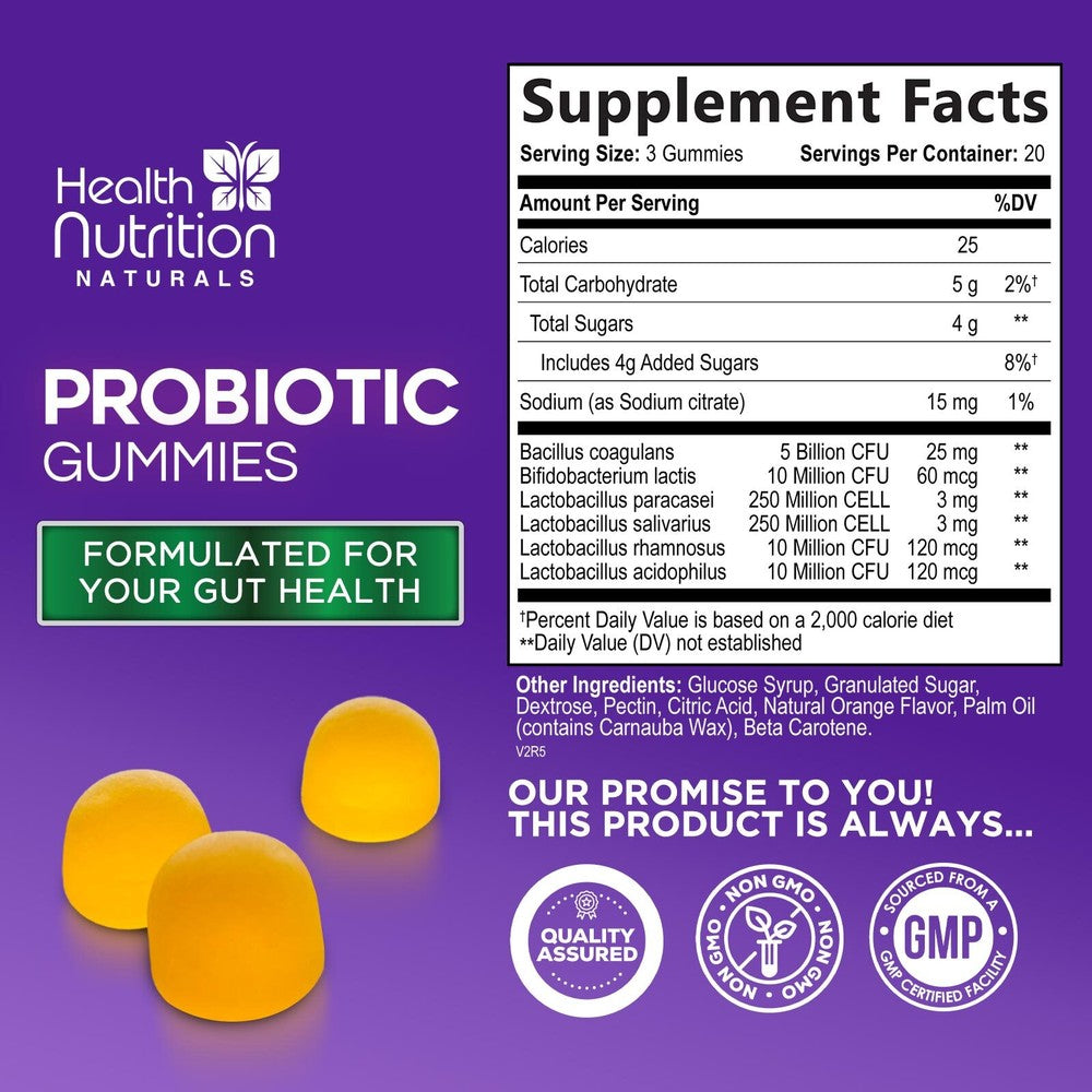 Daily Probiotic Gummies-5Billion CFU Extra Strength Probiotic Supplement 60 Pcs