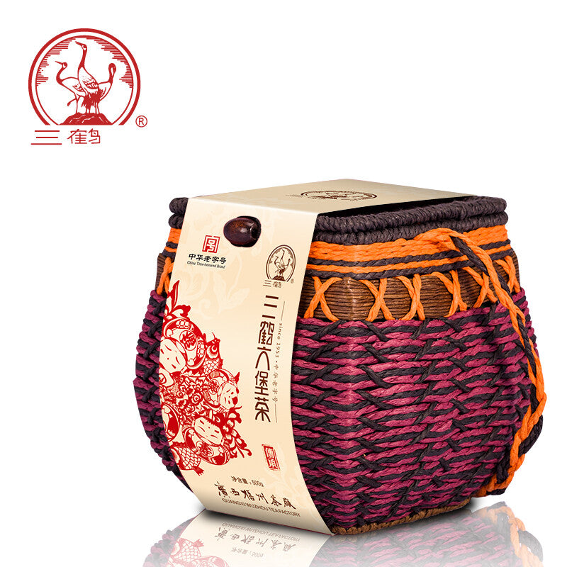500g Aged Black Dark Tea Basket  Premium Three Cranes Liupao Hei Cha Liu Bao Secondary image