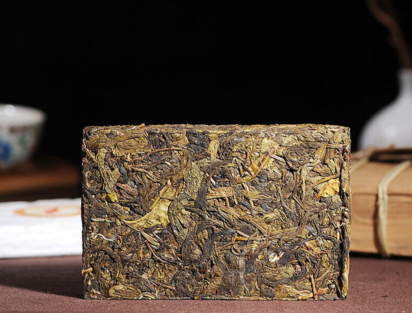Pu Zi Wei Mengku Ba Nuo Old Leaves Old Tree Huang Pian Pu Er Raw Tea Brick 500g