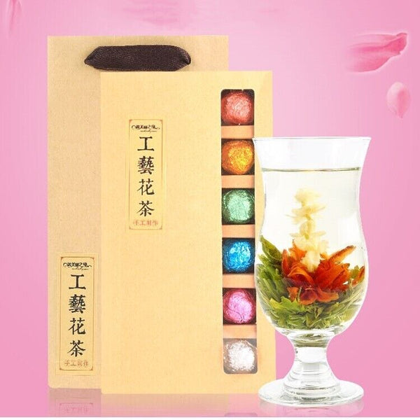 18pcs Blooming Tea Flowers Balls Green Tea Gift Box Handmade Blooming Flower Tea