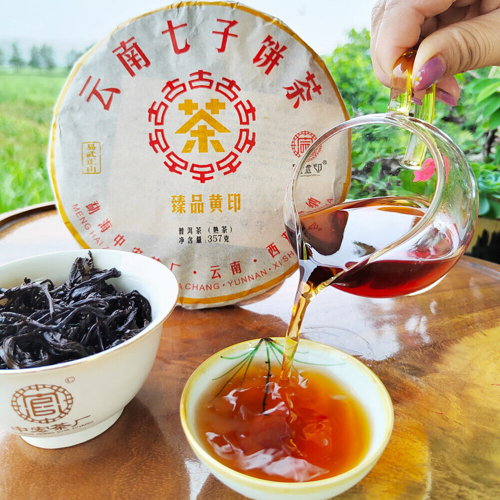 357g Chinese Pu-erh Tea Cake Ancient Tree Cooked Pu'er Tea Yunnan Ripe Black Tea