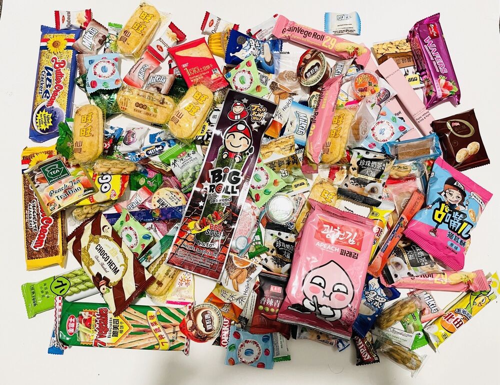100 Piece Lot Asian Snack Box Japanese Korean Chines Variety Treat Sample Tester