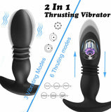 Telescopic Anal Butt Plug Thrust Vibrator Prostate Massager for Men Women Couple