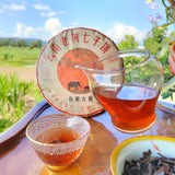357g Yunnan Old Tree Pu-erh Ripe Tea Cake Bulang Mountain Cooked Pu-erh Tea