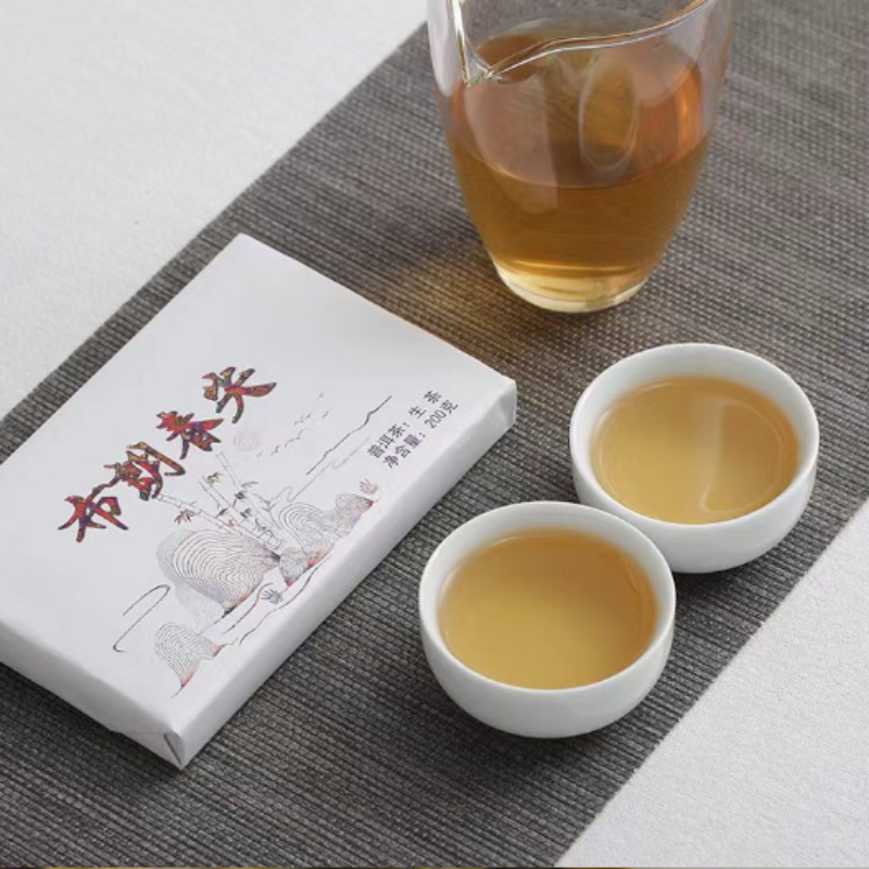 200g Yunan Puerh Raw Tea Brick Bulangchunjian Pu-erh Tea Chinese Pu'er Green Tea Secondary image