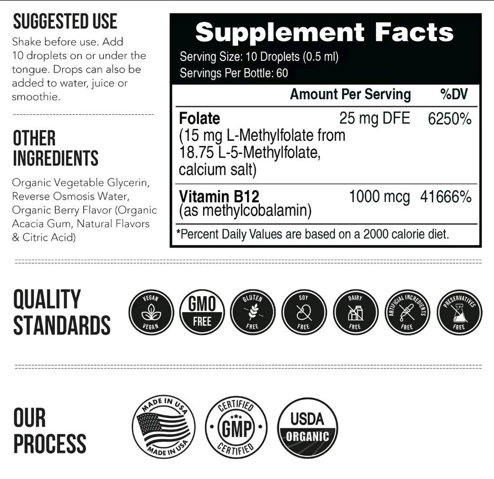 L Methyl Folate 15Mg plus Methyl B12 Cofactor