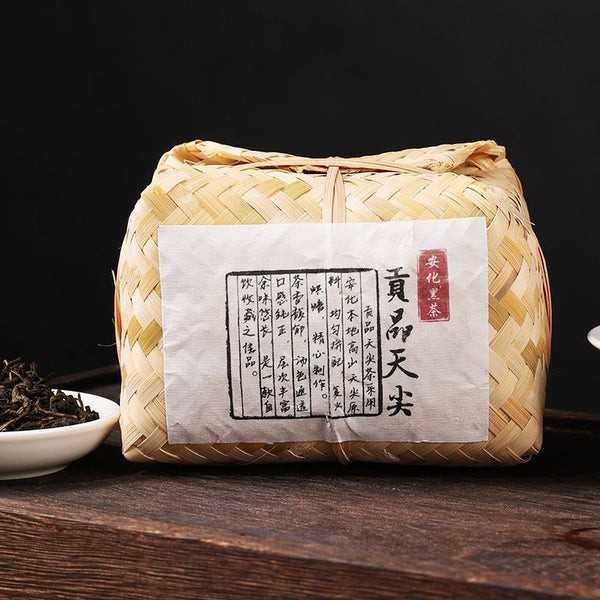TeaHunan Anhua Black Tea Dark Tea Tribute Tian Jian Loose Bamboo Basket Packed 500g