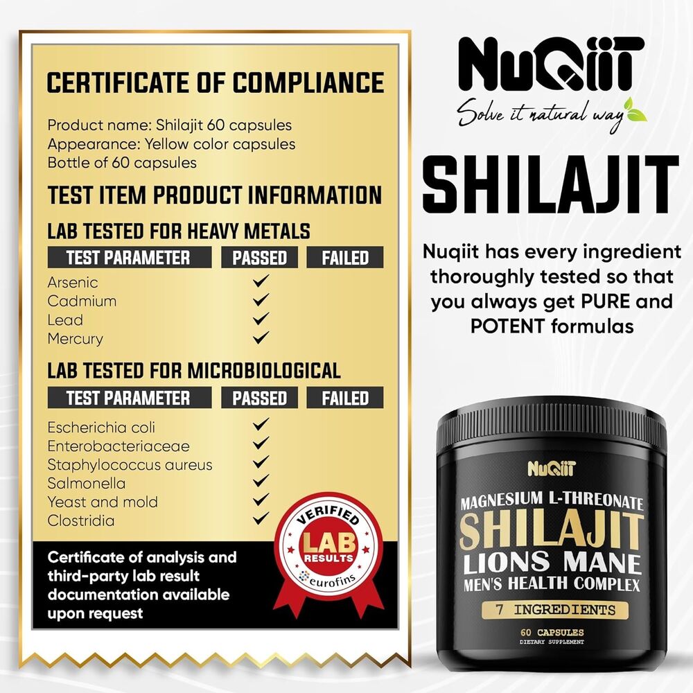 Shilajit Pure Himalayan Organic Ashwagandha Maca Ro... 1000mg Health Complex as