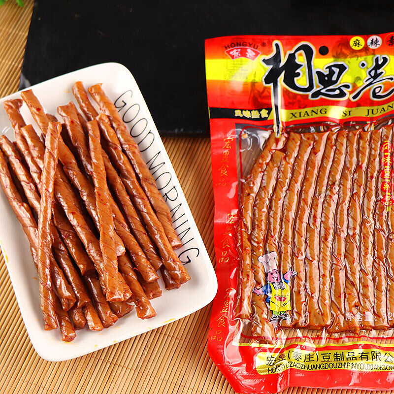 120g/bags XiangSiJuan Spicy strips Spicy bean tendon strips 老式豆筋条 豆皮卷辣条 Secondary image
