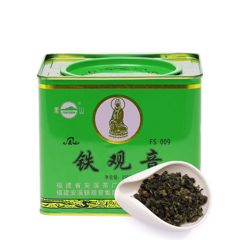 FENG SHAN Brand Qing Xiang Green Anxi Tie Guan Yin Chinese Oolong Tea 250g Tin Main image