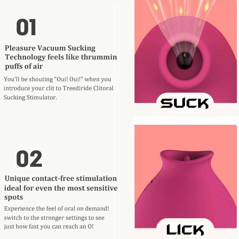 Sucking Vibrator Clit Licking Tongue G-spot Dildo Oral Sex Toys for Women Rose