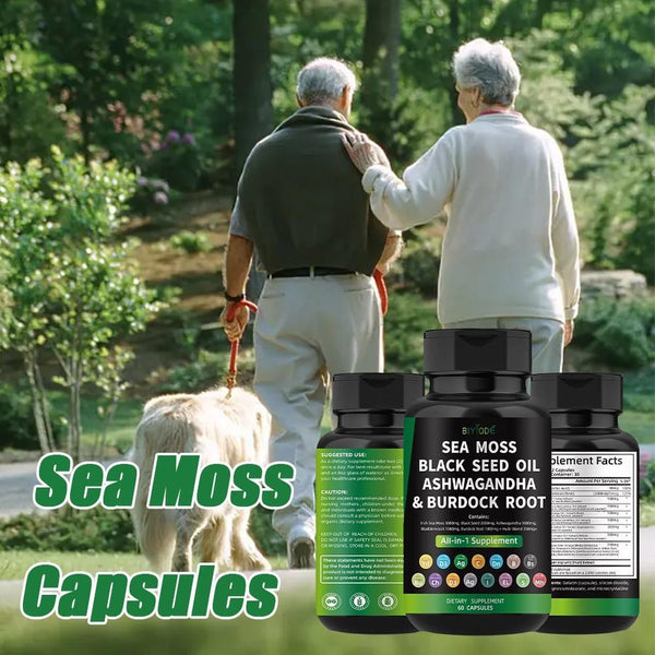 Certified Organic Sea Moss Capsules Irish Sea Moss Bladderwrack Burdock Root