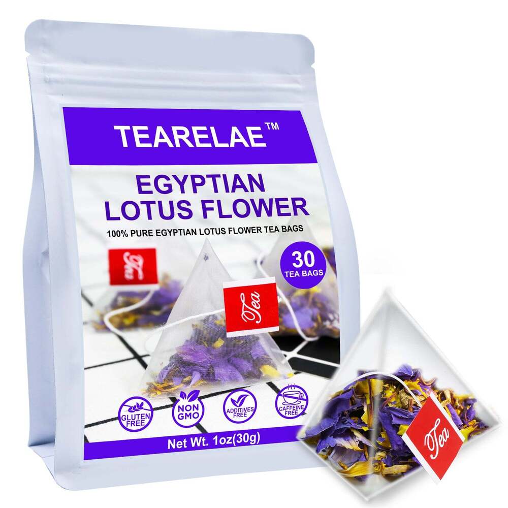 TEARELAE - 30 x 1g pcs Egyptian Lotus Flower Pyramid Tea Bags - Lotus Herbal Tea Main image