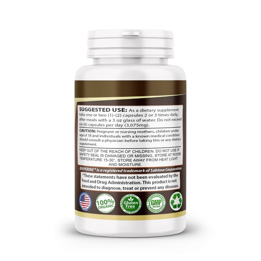 Turmeric Curcumin Potency 95% BioPerine Black Pepper Extract Bone & Joint Health