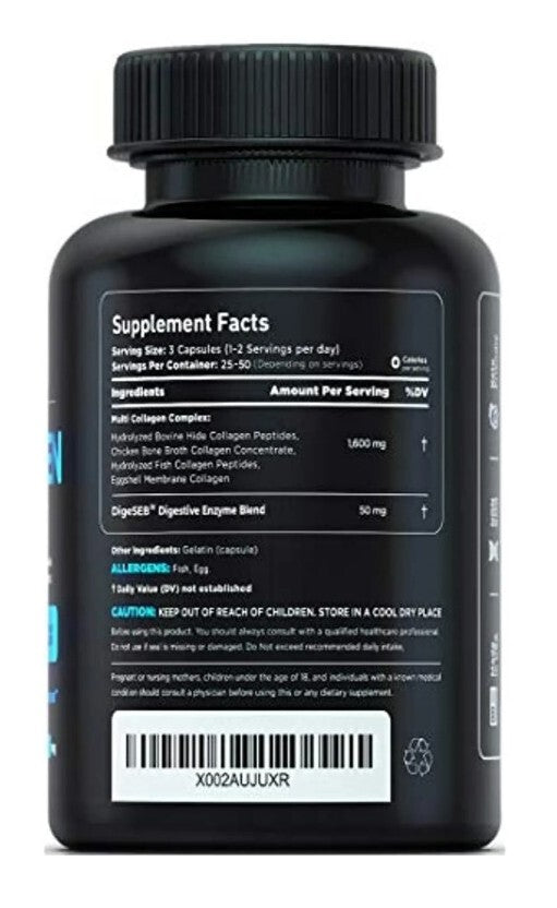 3-PACK Vital Vitamins Multi Collagen Complex - Type I, II, III, V, X, Grass Fed