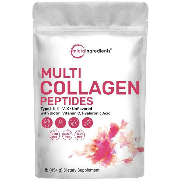 Multi-Collagen Peptides Powder (Types I, II, III, V, X) - Hydrolyzed Protein