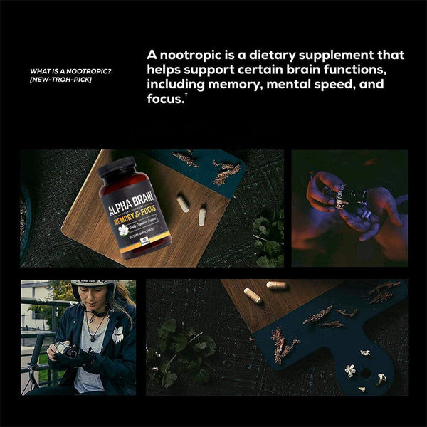 Alpha Brain Memory & Focus 60 Capsules Supplement for Men & Women .