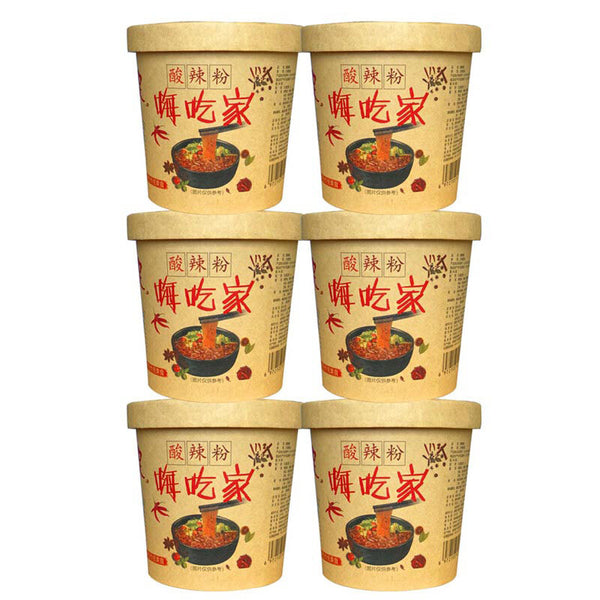 6 Boxes Haichijia Hot and Sour Instant Rice Noodles 嗨吃家酸辣粉6桶装