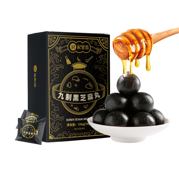Handmade Balls with Sesame Seeds and Honey, Black Sesame Chinese Herbal Tea