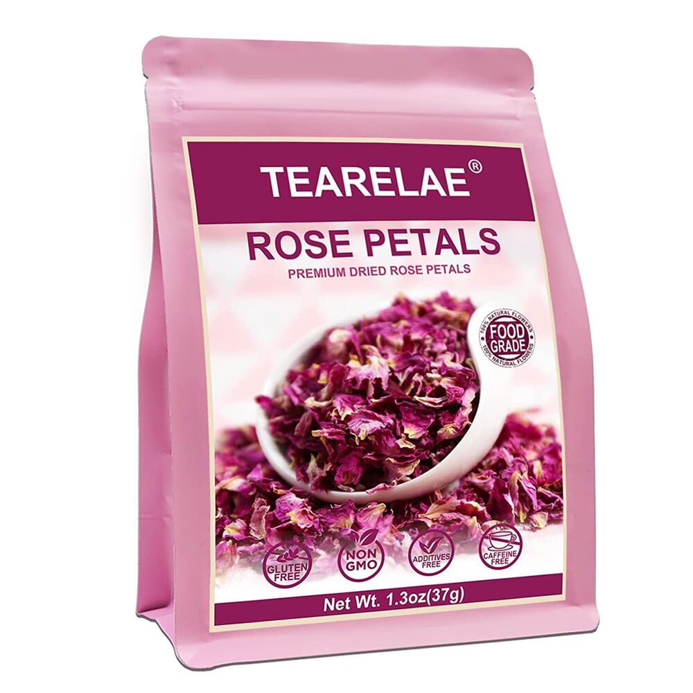 TEARELAE Dried Rose Petals 1.3oz/37g Pure Natural Edible Rose Flowers Main image
