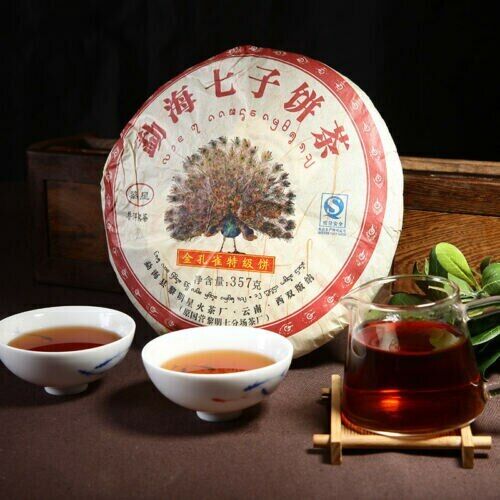 Liming Golden Peacock Tea Premium Menghai Puer Ripe Shu Pu-erh Cake 357g Secondary image