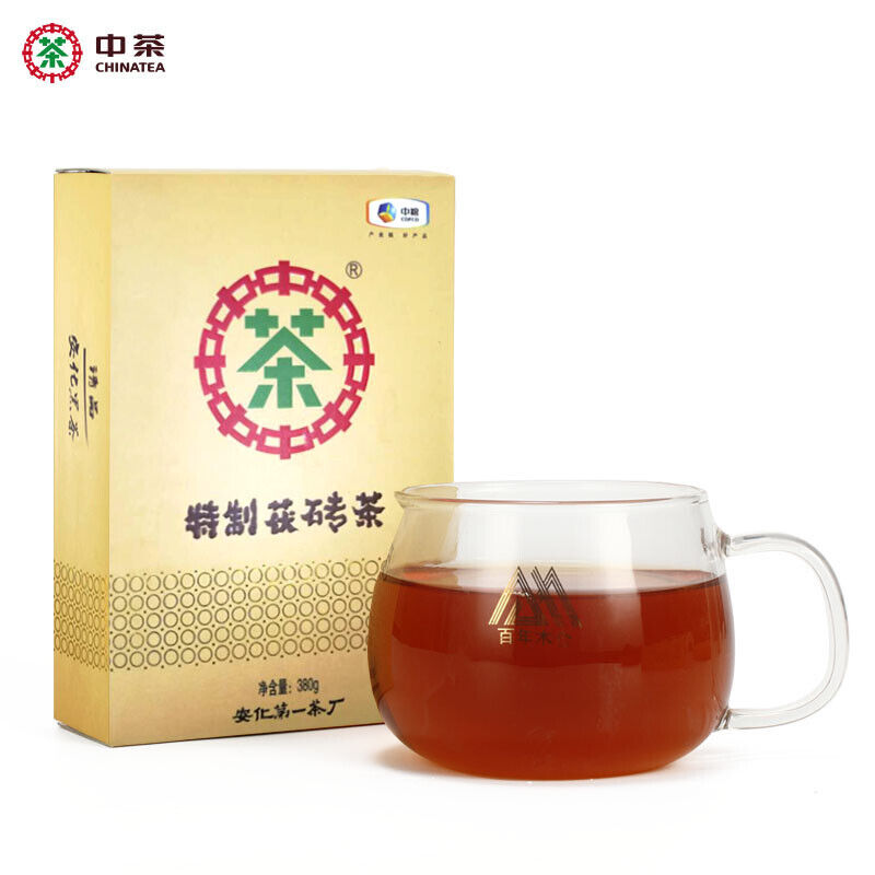 CHINATEA COFCO Hunan Jin Hua Special Fu Brick Tea Fu Zhuan Anhua Dark Tea 380g Main image