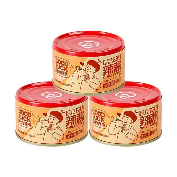 GOOD LUCK Leckere Pilzsauce Würzige Dip-Sauce 80g*3 菇的辣克 香菇牛肉辣酱80克/罐*3