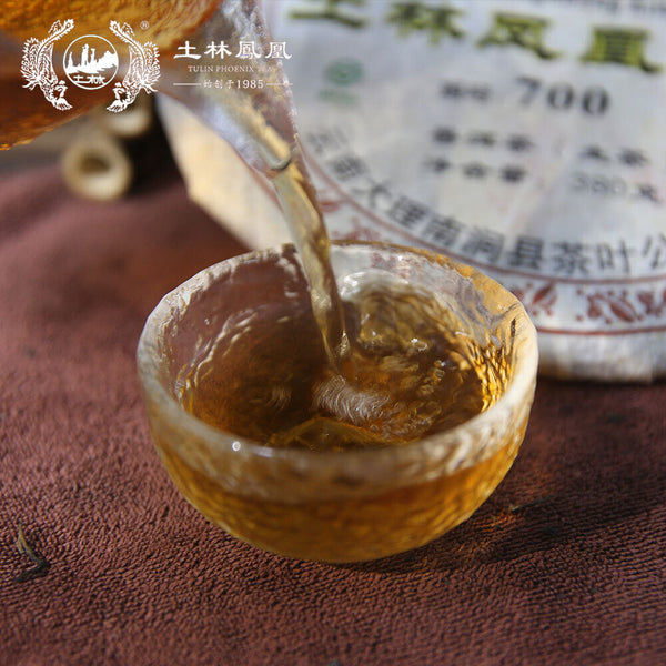 TuLin Aged Pu Erh Tea Feng Huang Bing Cha 700 Yunnan Puer Tea Raw Tea 380g