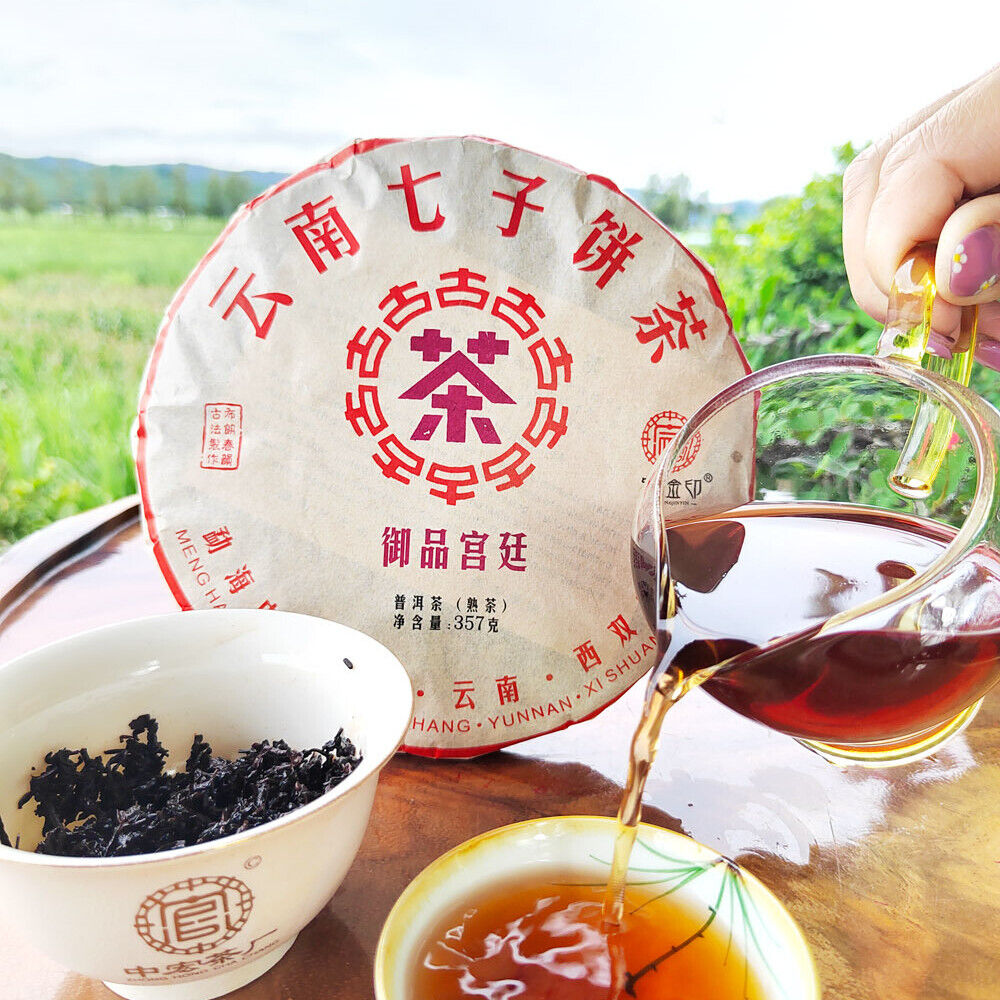 357g Chinese Pu-erh Tea Cake Cooked Puer Tea Yunnan Ripe Black Tea Healthy Drink Secondary image