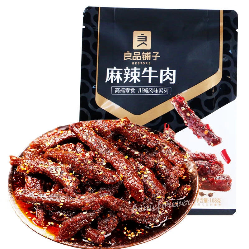 108g x 2 Bags Liangpinpuzi Spicy Beef Snacks 良品铺子麻辣牛肉 Main image