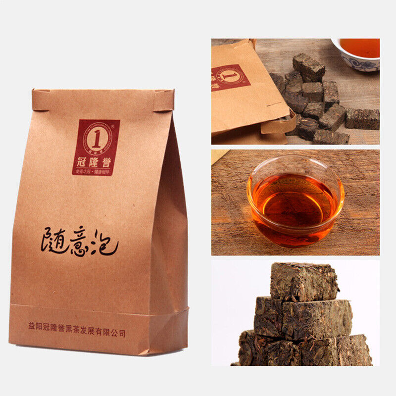 Anhua Instant Hey Cha Mini Fu Zhuan Golden Flower China Dark Tea Brick 200g Main image