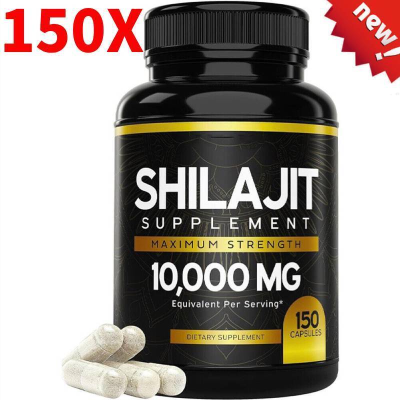 Pure Shilajit 10000mg 150 Caps Asphaltum Naturally Occurring Fulvic Acid Non-GMO Main image