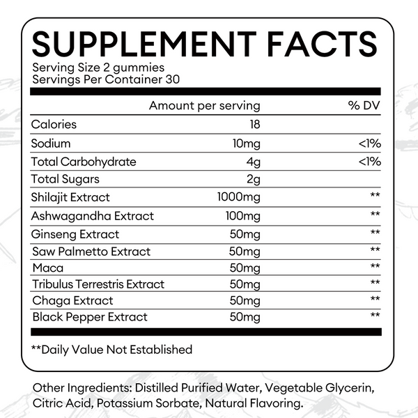 Stress Relief Himalayan Shilajit Gummies,Organic,Extremely Potent,Boost Energy,