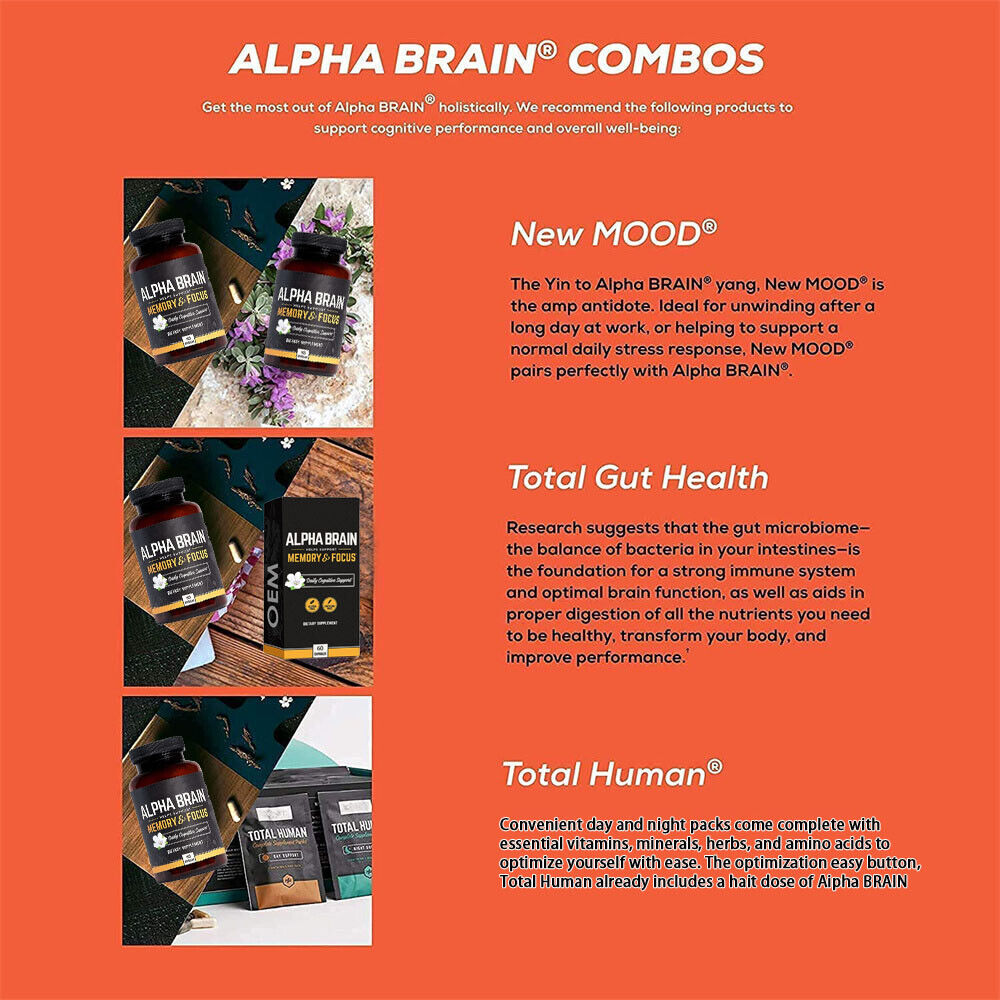 Alpha Brain Memory & Focus 60 Capsules Supplement for Men & Women .