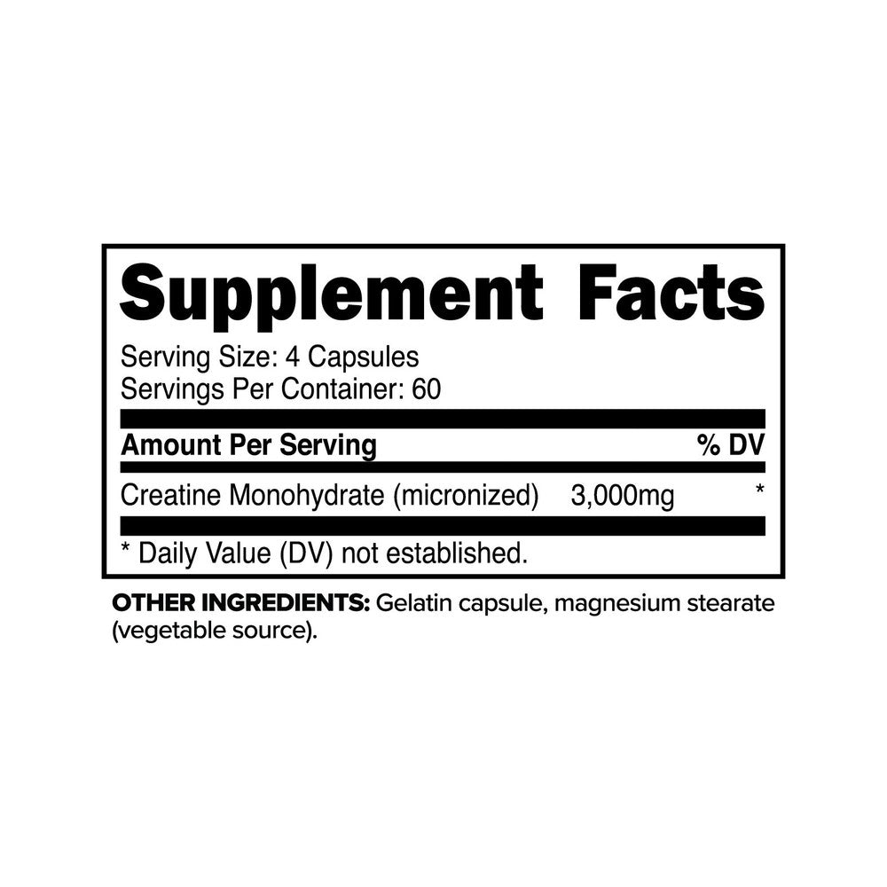 MICROINIZED Creatine Monohydrate Capsules - 60 Capsules, 3,000mg per Serving Secondary image