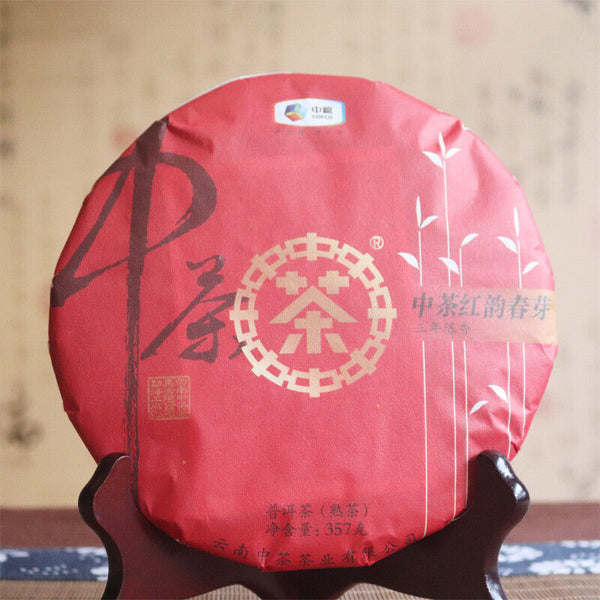 ChinaTea Red Rhyme Spring Bud  Yunnan Menghai Pu'er Tea Ripe Cooked Tea 357g