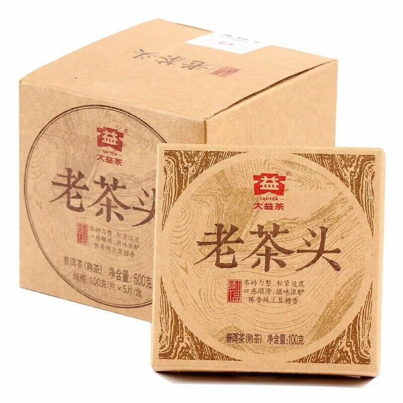 TAETEA Lao Cha Tou * Menghai Dayi Pu-erh Brick Ripe Puer Tea Brick 100g