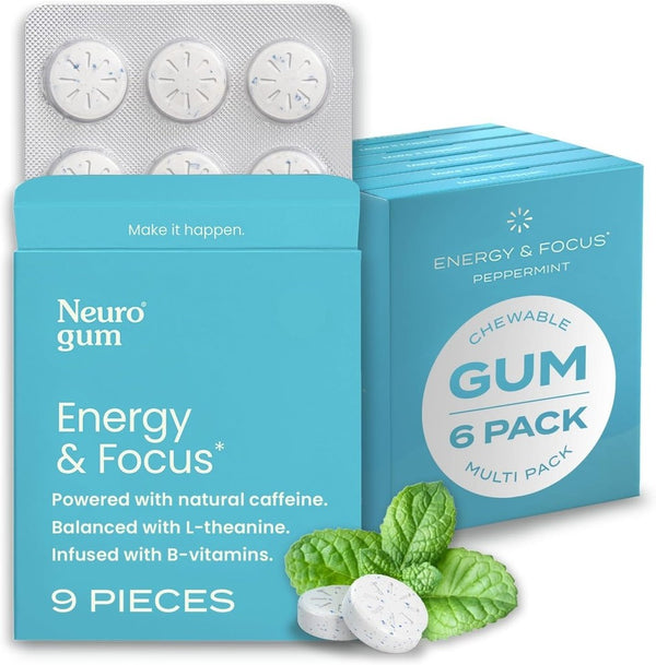 Energy Caffeine GUM (90Pieces) - Sugar Free with L-theanine + Caffeine
