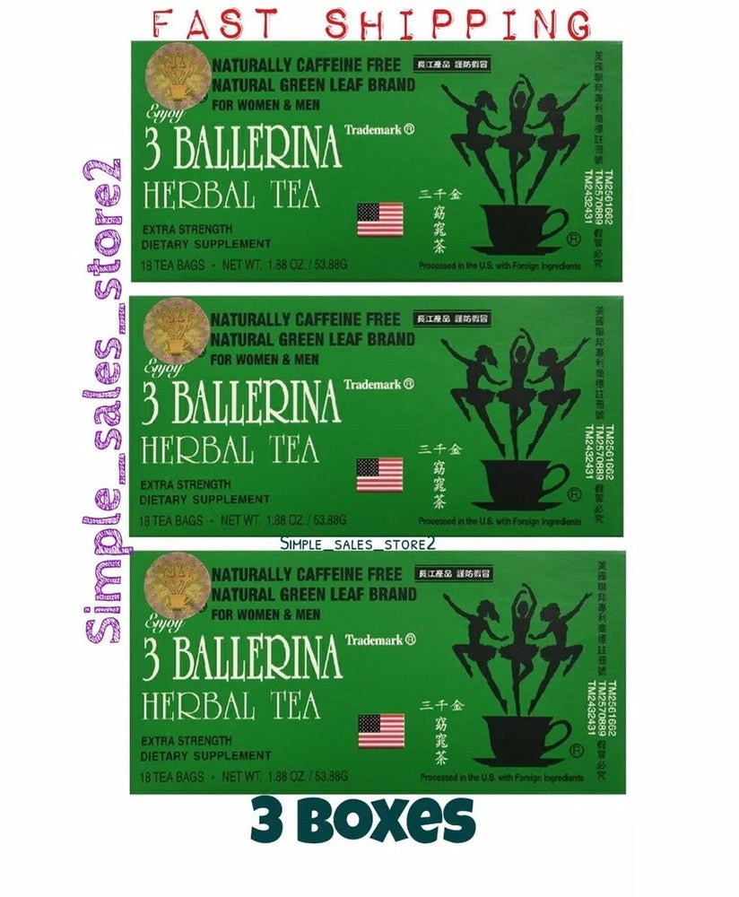 Herbal Dieter's Tea 18-Bags 3 Boxes - 3 Ballerina Extra Strength