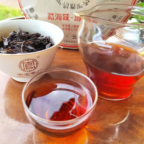 TeaOld Tree Puerh Ripe Tea Yunna Pu'er Black Tea 357g Pu-erh Cooked Tea Cake Menhai