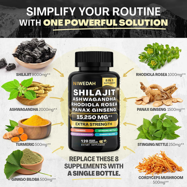Dynamic Vitality Bundle Sea Moss Black Seed Oil 120 Veggie Capsules+Shilajit