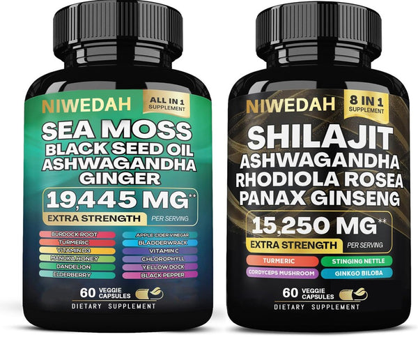Sea Moss Bundle Black Seed Multivitamin & Shilajit Power Combo USA