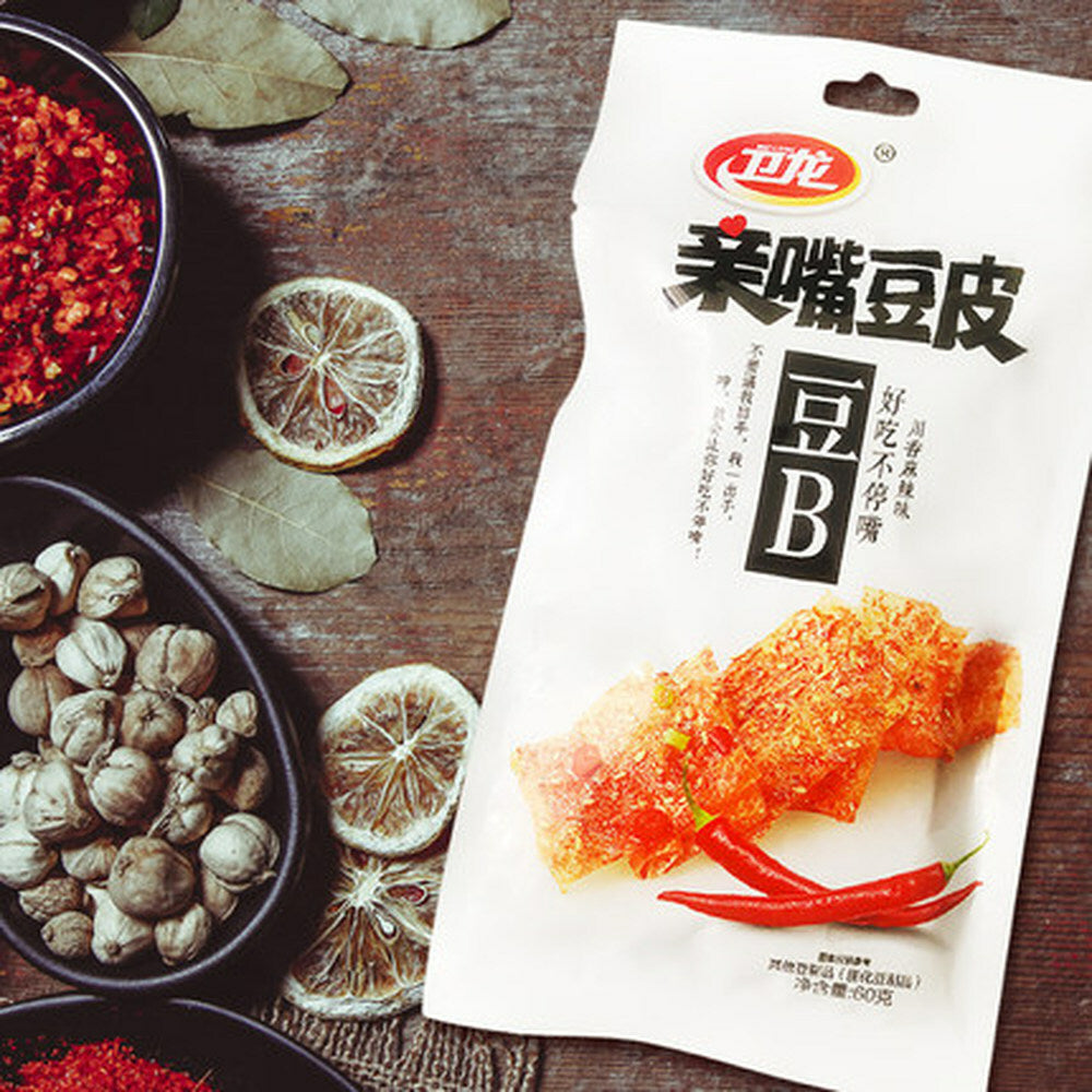 Weilong Chinese Specialty Snack Food Latiao 卫龙辣条亲嘴豆皮零食小吃3袋(60克/袋) Secondary image