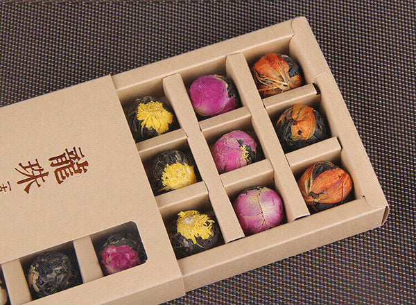 Yunnan Raw Pu'er Scented Tea 120g (18pcs) Dragon Ball Gift Box Jasmine 6 Flavor