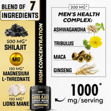 Shilajit Pure Himalayan Organic Ashwagandha Maca Ro... 1000mg Health Complex as