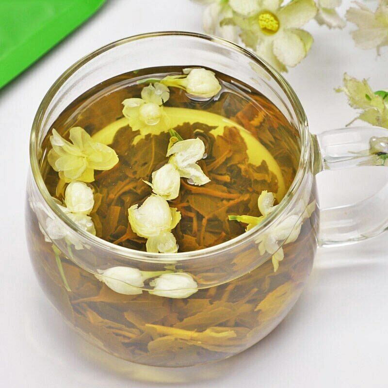 Chinese Green Tea Loose Leaf with Dried Jasmine White Flower 250g