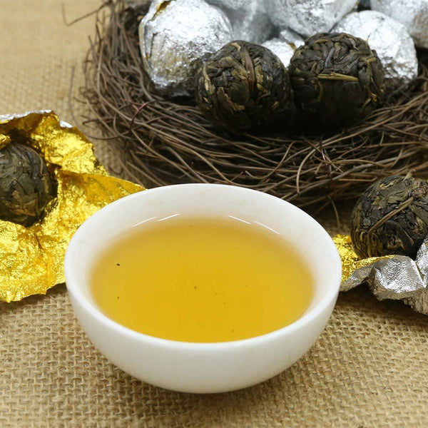Shen Puer Hand Made Dragon Pearl Yiwu Old Tree Materials Raw Puerh Tuocha