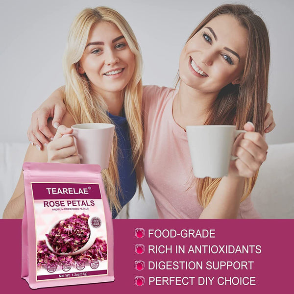 TEARELAE Dried Rose Petals 1.3oz/37g Pure Natural Edible Rose Flowers