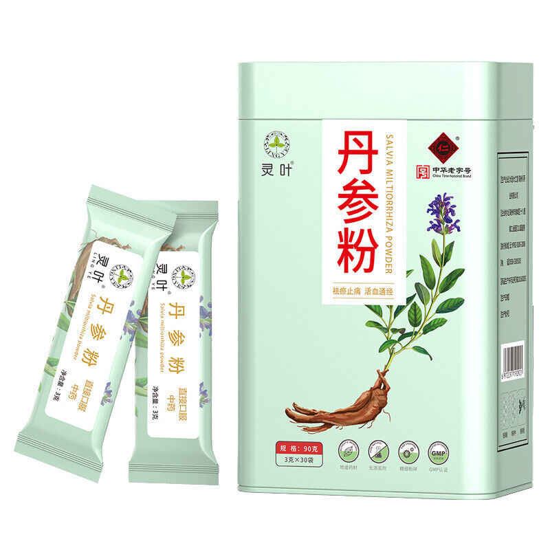 丹参粉danshenfeng100%pure Natural 纯紫丹参粉养生茶冲服煲汤做面膜天然健康Salvia Power Herbal Tea 3g*30袋